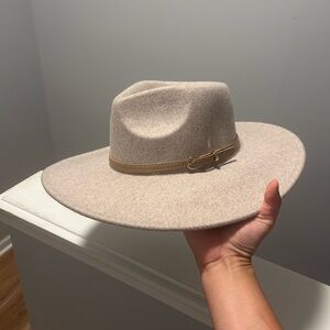 Forever 21 Tan Fedora Hat with Gold Accent